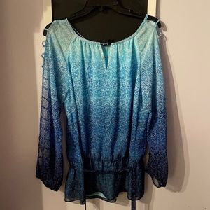 WHBM Blue Spotted Blouse